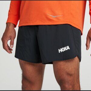 HOKA Glide 5" Mens Running Shorts Black Large Reflective